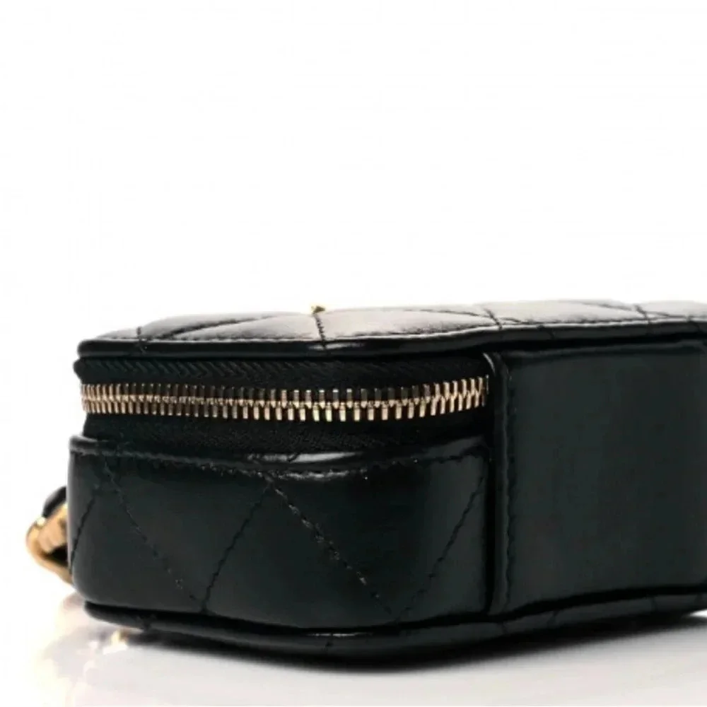 Chanel Black Quilted Mini Lacquered Chain Clutch in lambskin leather